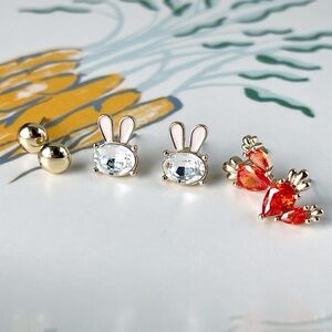 Park Lane HOPPY Earrings Easter Bunny Rabbit CZ Carrots Spring Studs NWT